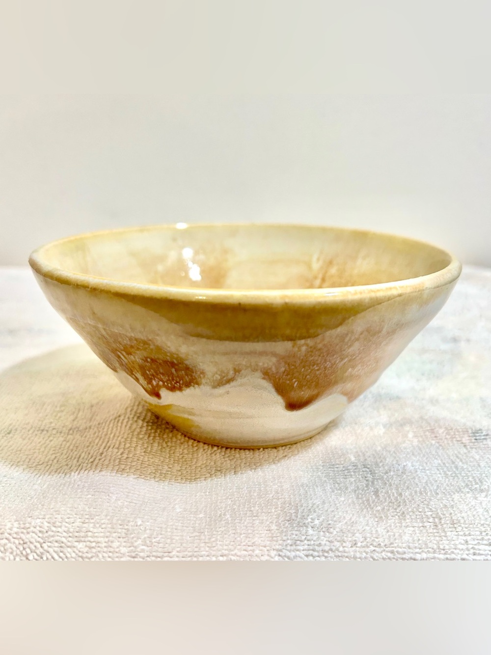 Japanese Matcha Chawan Vintage Tea Bowl Ame Glaze Butterscotch Ware Signed